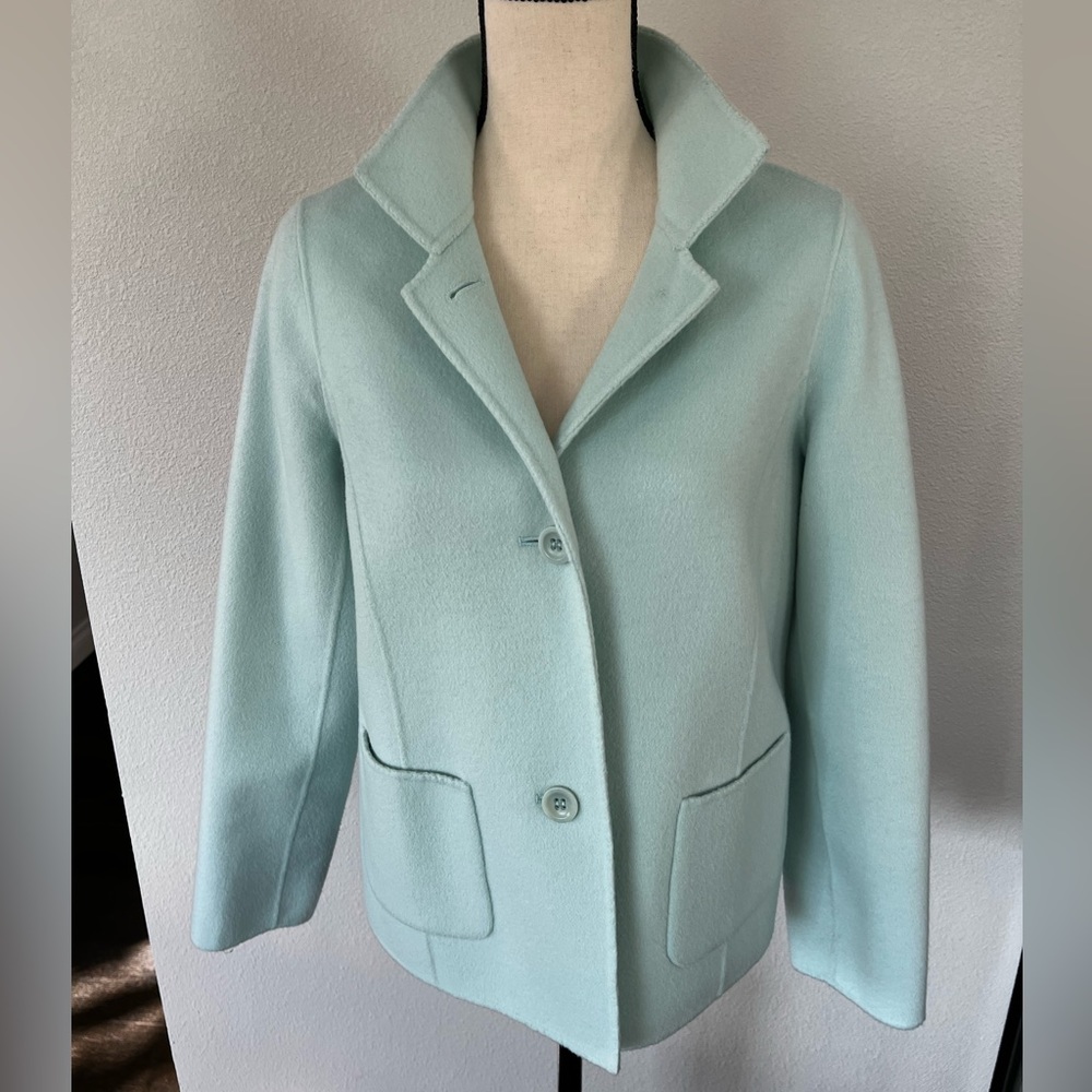 Talbots Wool Blazer Soft Aqua Blue Size 6